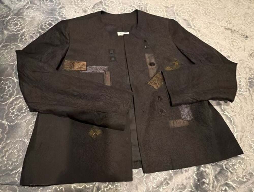 Marcia Phillips Weavings Size S Black Textured Patchwork Jacket